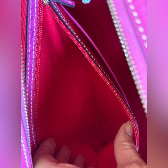 NEW Dooney & Bourke Saffiano Leisure Shopper Hot Pink Brown Leather Tote NWOT - Picture 12 of 16